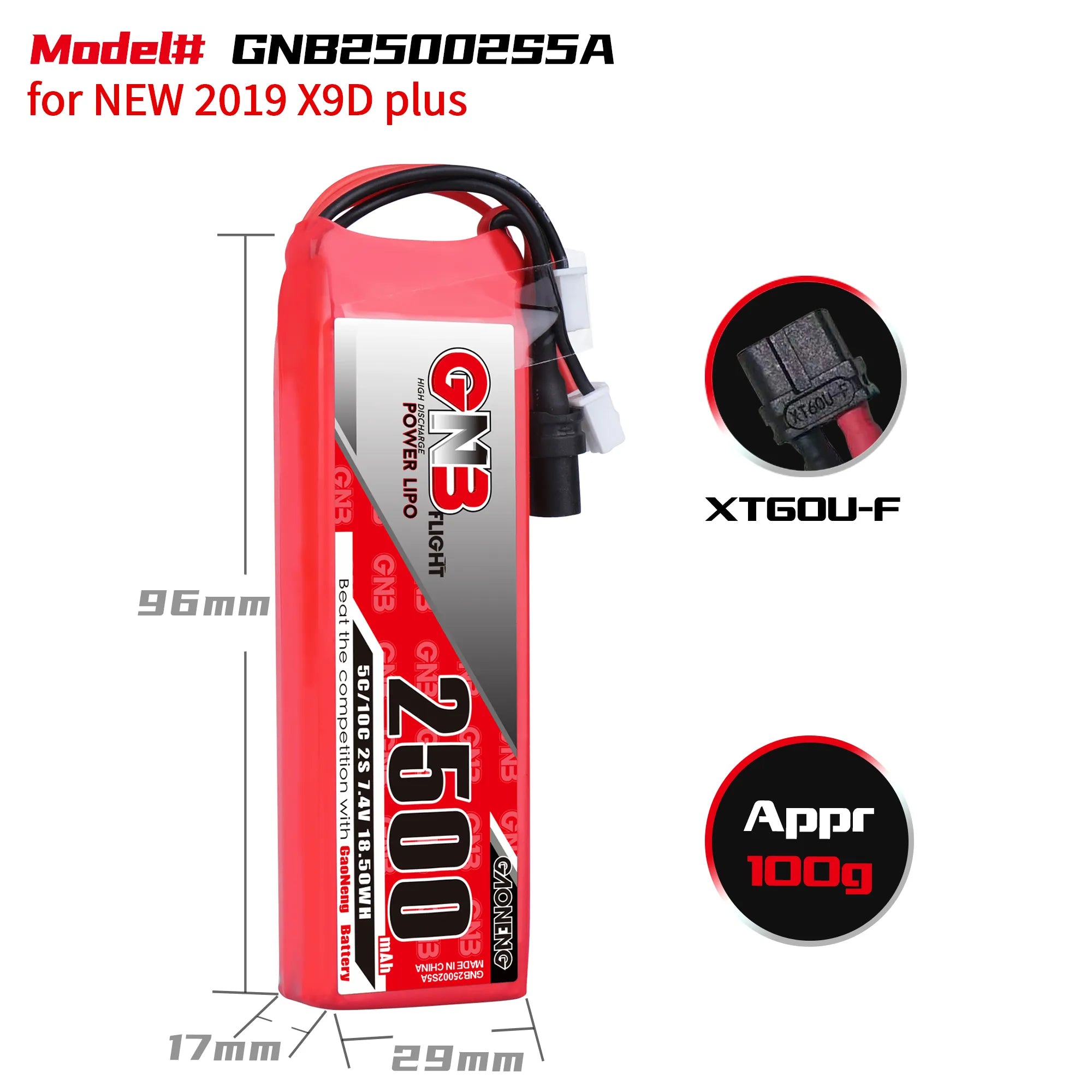 Hot Deal! 2019 Taranis X9D 2500mAh 2S 5C LiPo Battery [DG]