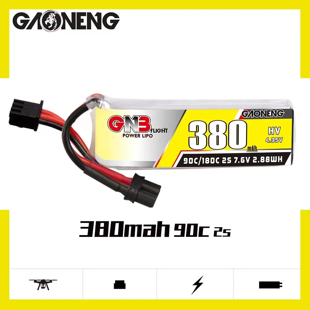 GAONENG GNB 2S 7.6V 380mAh 90C XT30 LiPo Battery - Hot Sale!
