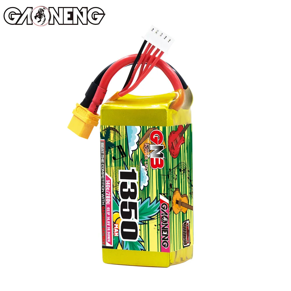 GAONENG High-Performance 14.8V 1350mAh 140C XT60 4S LiPo Battery for FPV Drones