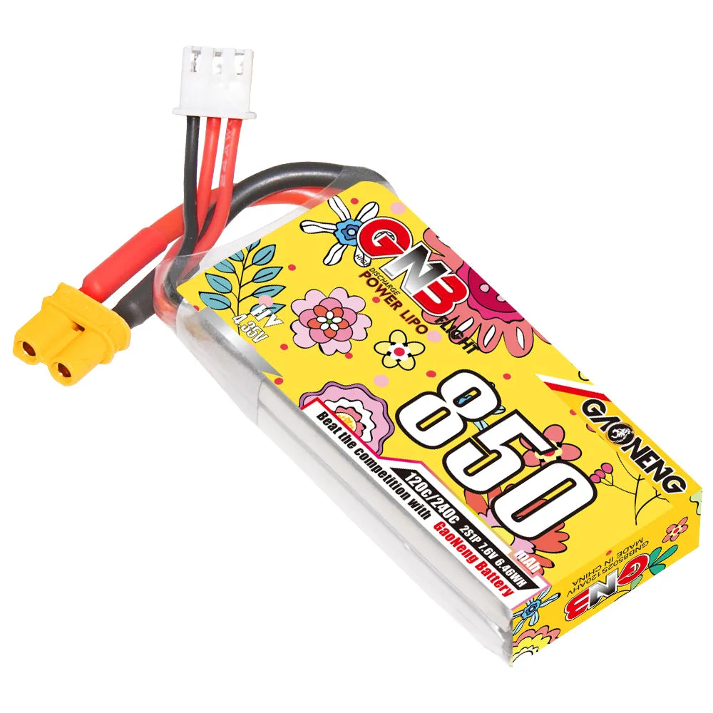 GAONENG GNB High-Voltage 2S 7.6V 850mAh 120C XT30 LiPo Battery