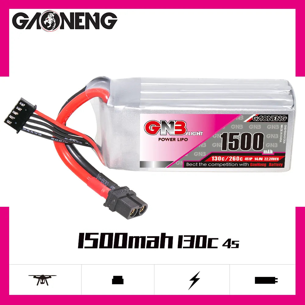 Hot Sale GAONENG High - Performance 14.8V 1500mAh 130C XT60 4S LiPo Battery for Drones and FPV