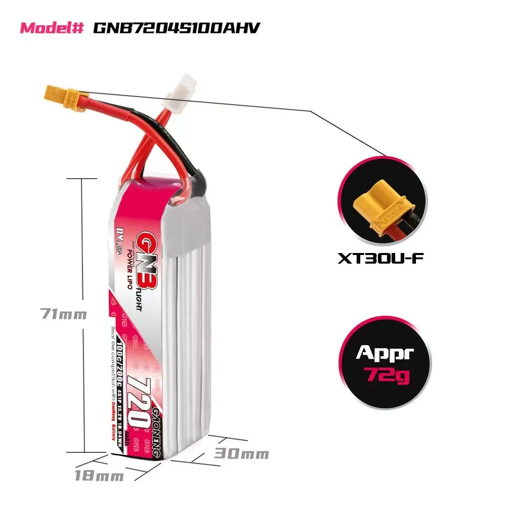 GAONENG GNB 4S 15.2V 720mAh 100C XT30 LiPo Long Battery - Hot Sale!