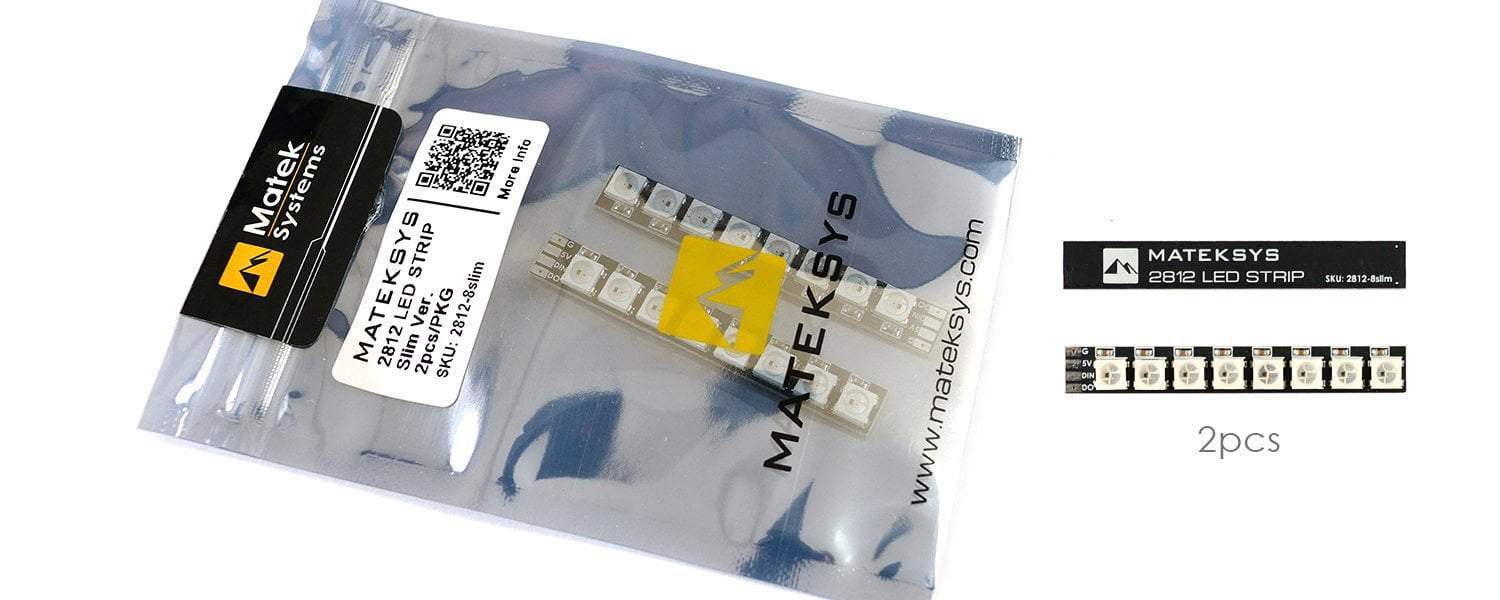 Matek 2812 LED Strip (2pcs x 8 LEDs) - Slim & Ideal for Drones