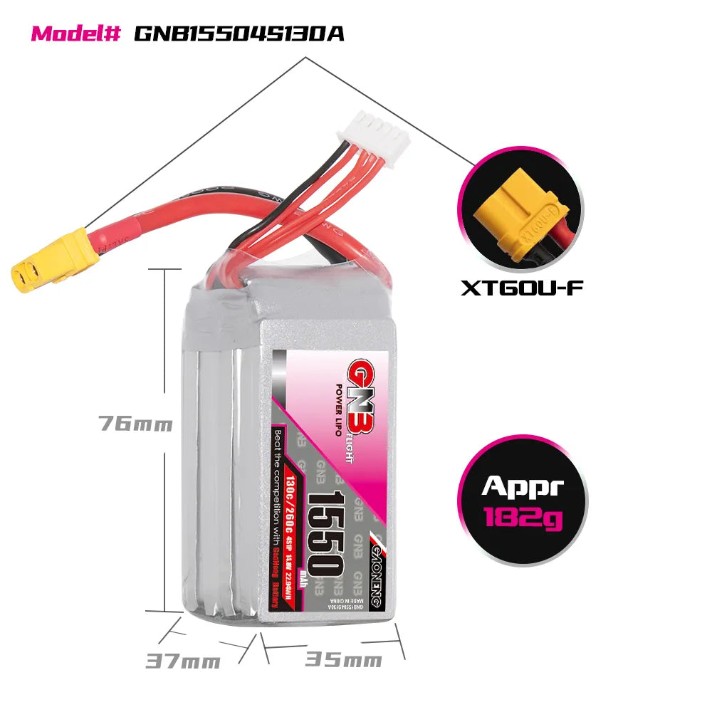 GAONENG High - Performance 4S 14.8V 1550mAh 130C XT60 LiPo Battery