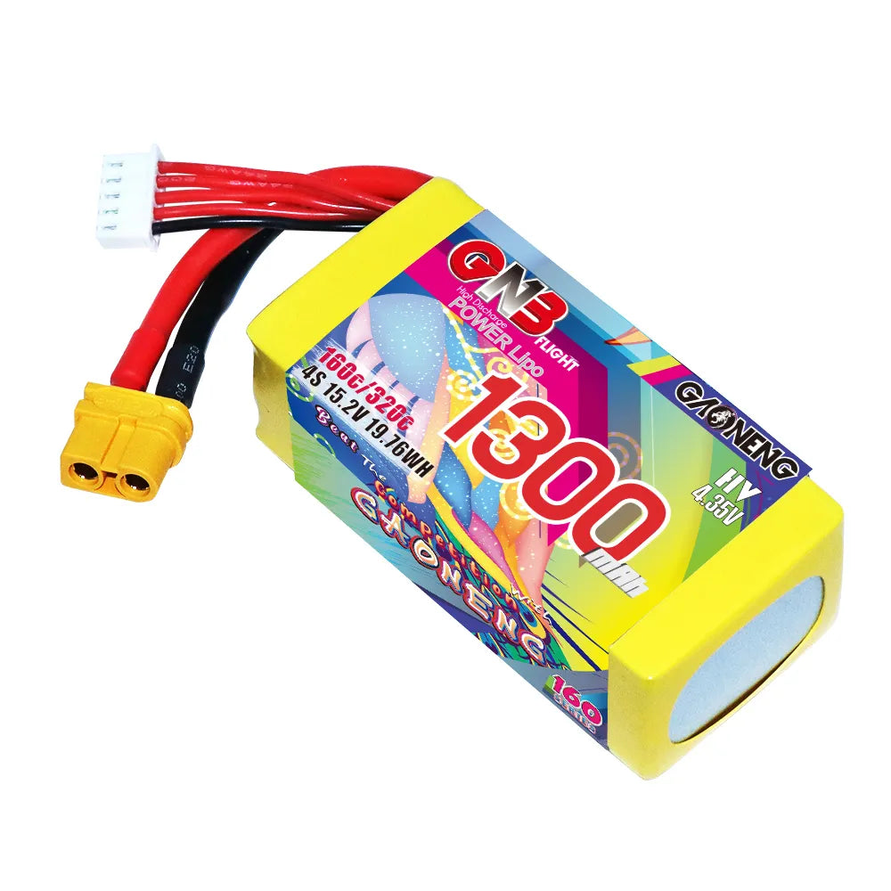 GAONENG High-Performance 4S 15.2V 1300mAh 160C XT60 LiPo Graphene Battery for FPV Drones