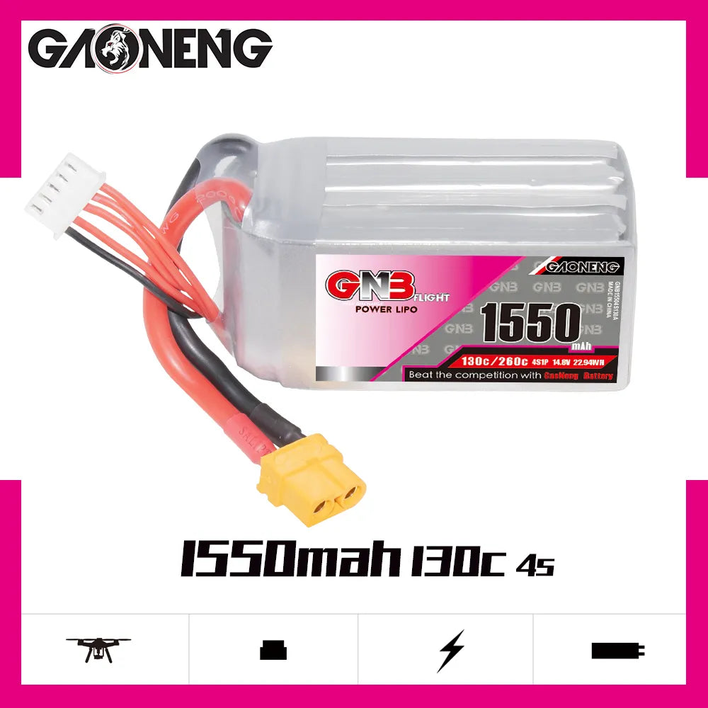 GAONENG High - Performance 4S 14.8V 1550mAh 130C XT60 LiPo Battery