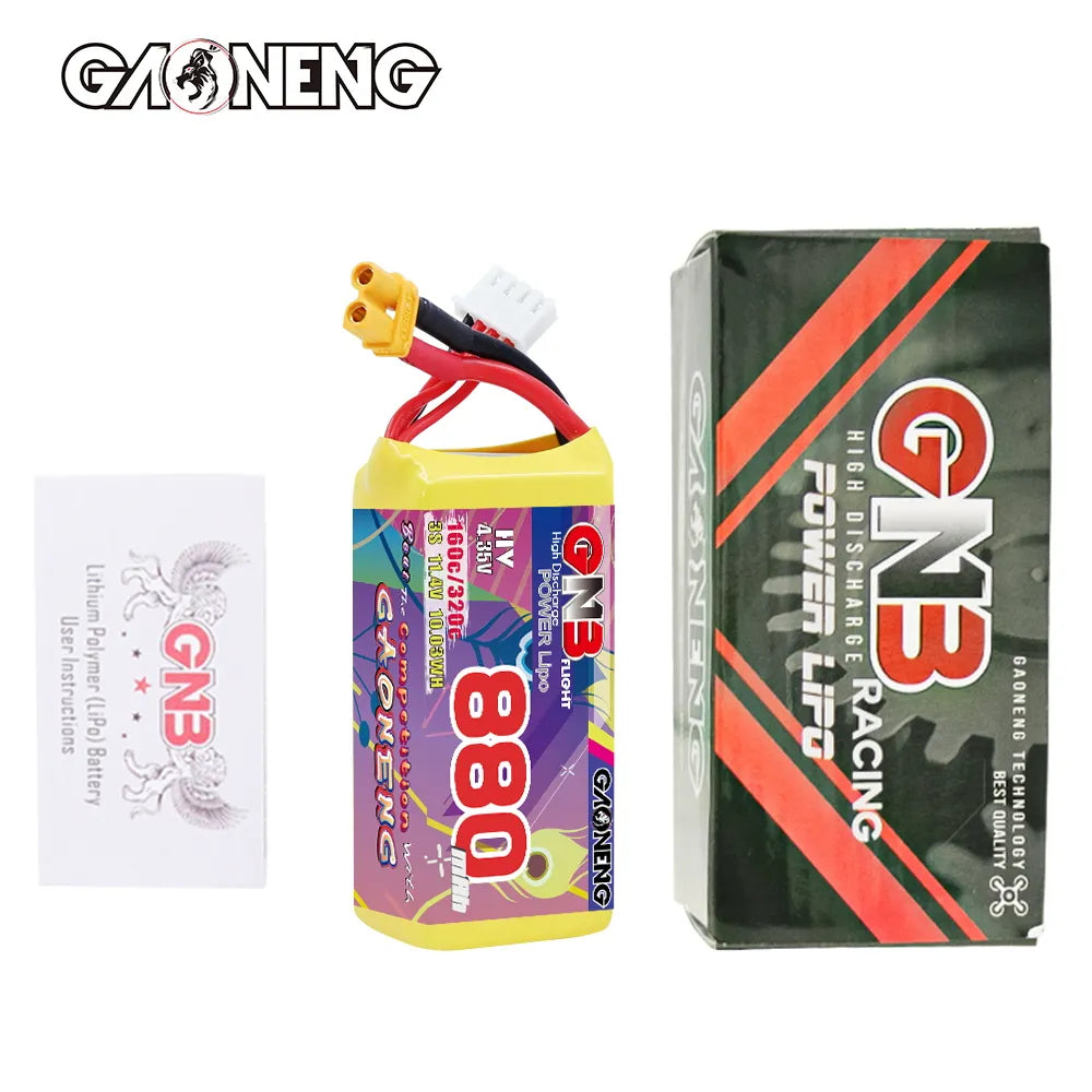 GAONENG GNB 3S 11.4V 880mAh 160C XT30 LiHV LiPo Battery - Hot Deal