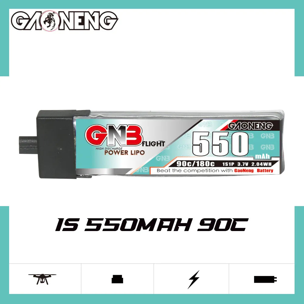 GAONENG GNB 1S 3.7V 550mAh 90C A30 Plastic Head LiPo Battery 4pc - Hot Deal!