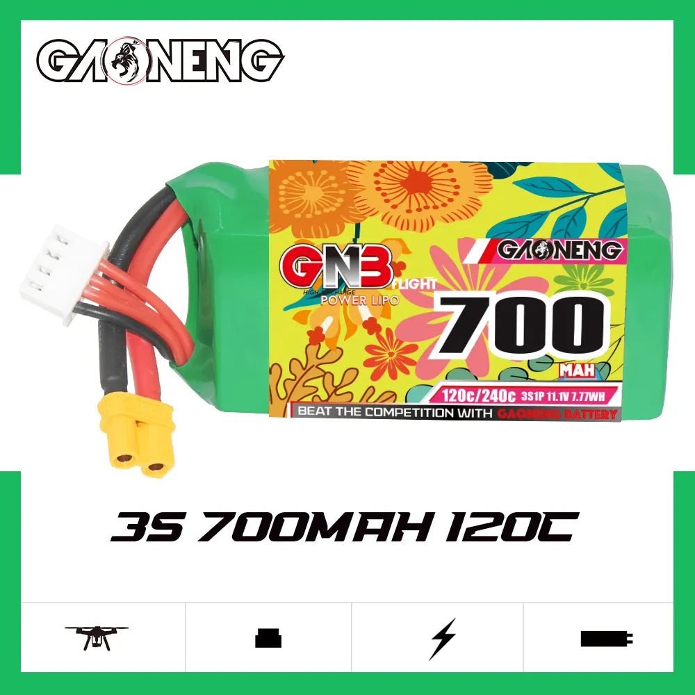 GAONENG High - Performance 11.1V 700mAh 120C XT30 3S LiPo Battery for Drones and RC Toys