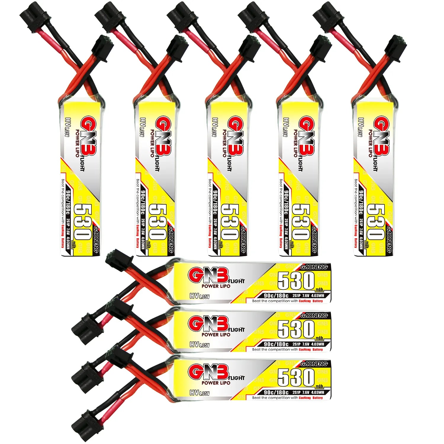 GAONENG High - Performance 7.6V 530mAh 90C XT30 2S LiHV Long - Type LiPo Battery [DG]