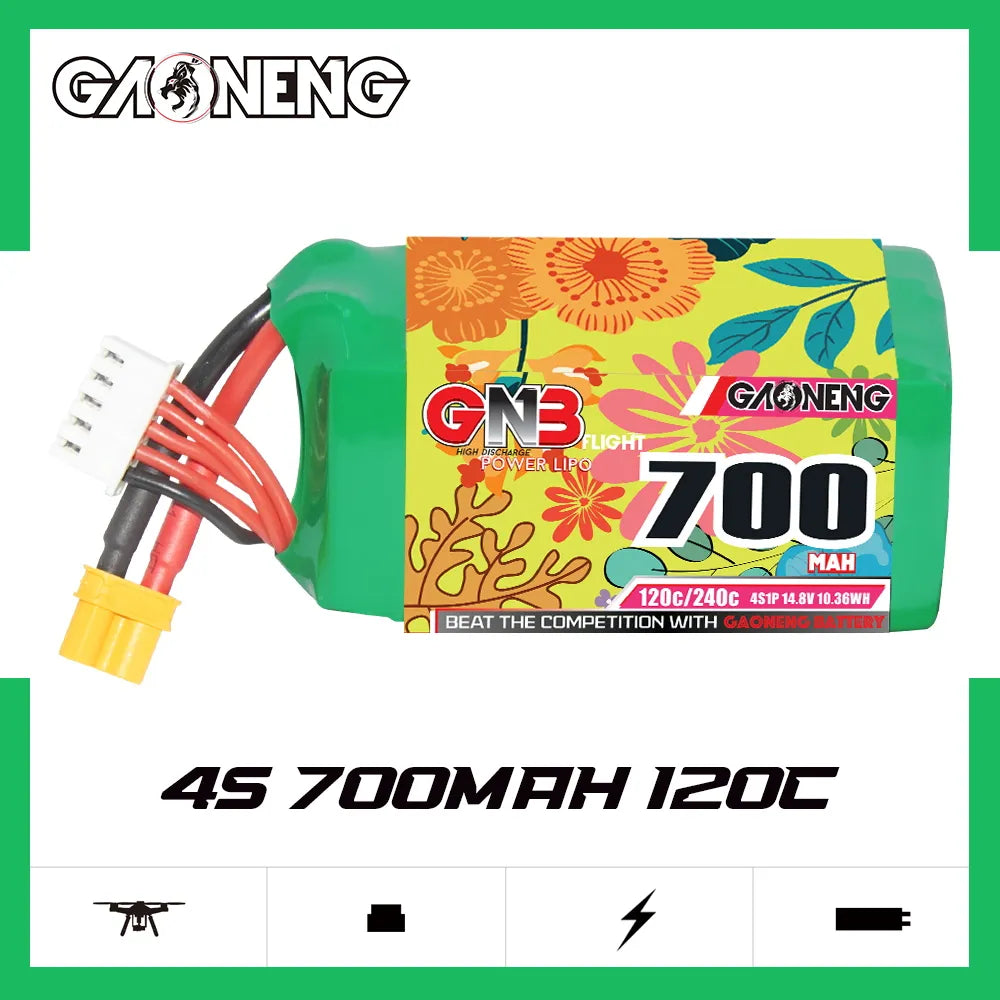 GAONENG High - Performance 14.8V 700mAh 120C XT30 4S LiPo Battery for Drones and FPV