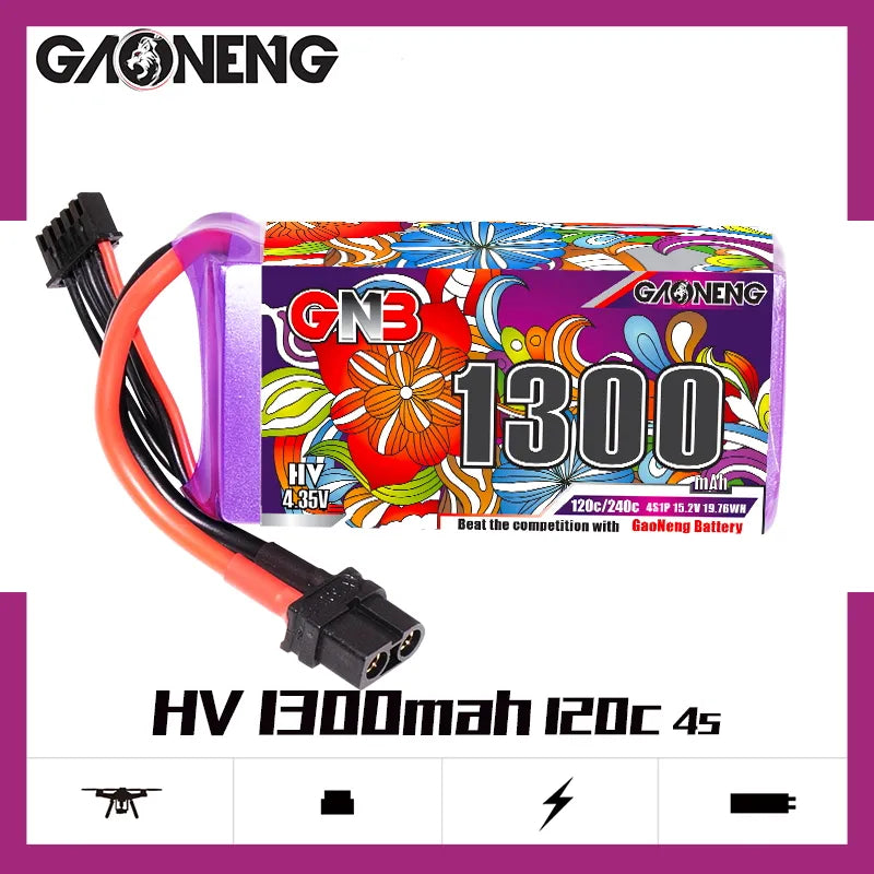 GAONENG High - Performance 15.2V 1300mAh 120C XT60 4S LiPo Battery for FPV Drones and More