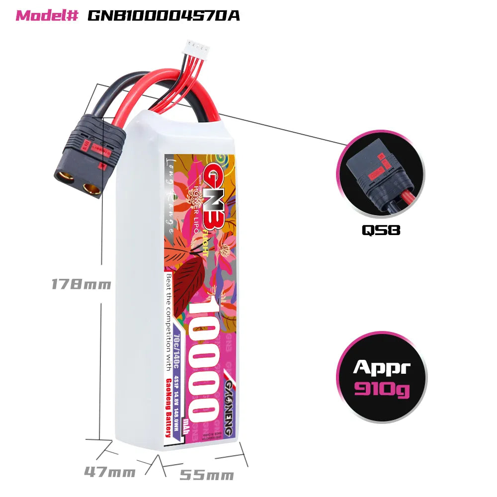 GAONENG 14.8V 10000mAh 70C RC LiPo Battery QS8 - High - Performance Deal
