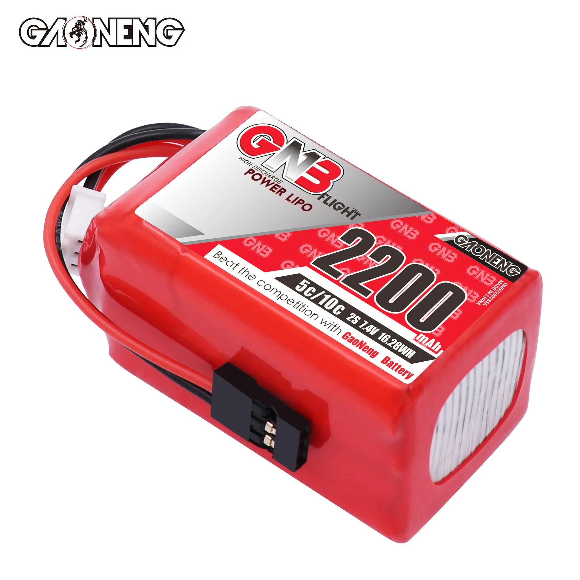 GAONENG 7.4V 2200mAh 5C LiPo Battery with JR Plug for TX and RX