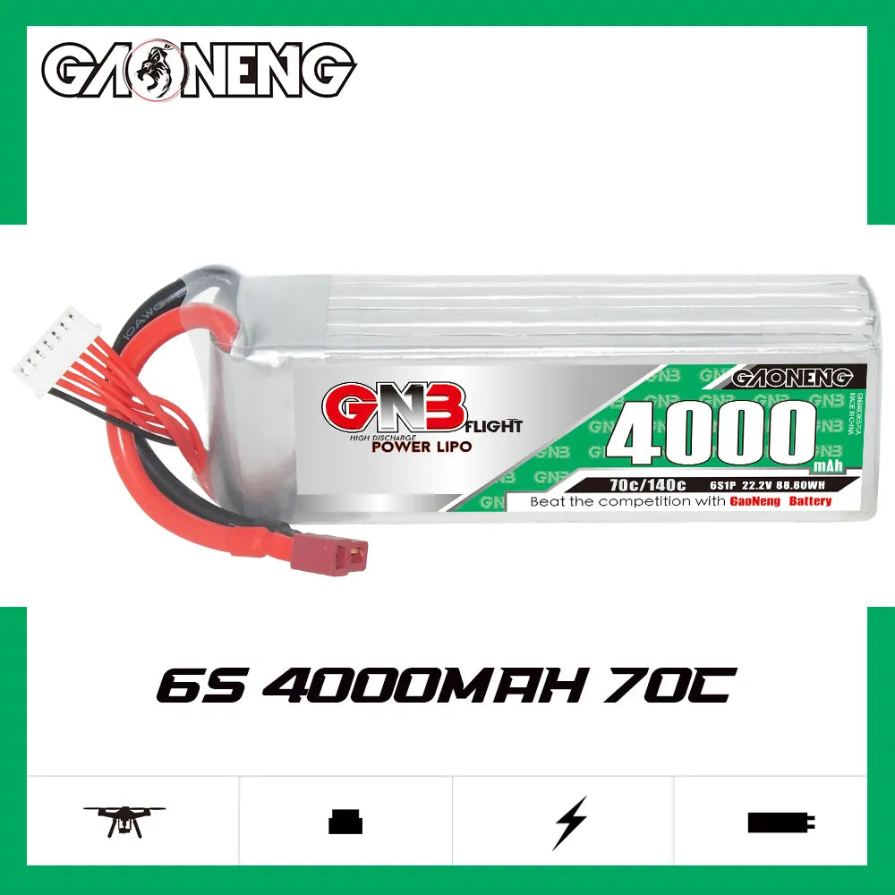 GAONENG GNB 6S 22.2V 4000mAh 70C LiPo Battery with T-PLUG - Great Deal!