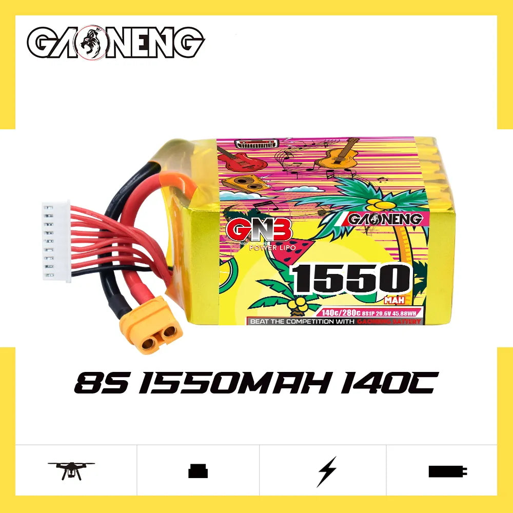 GAONENG 8S 29.6V 1550mAh 140C XT60 LiPo Battery - Hot Sale!