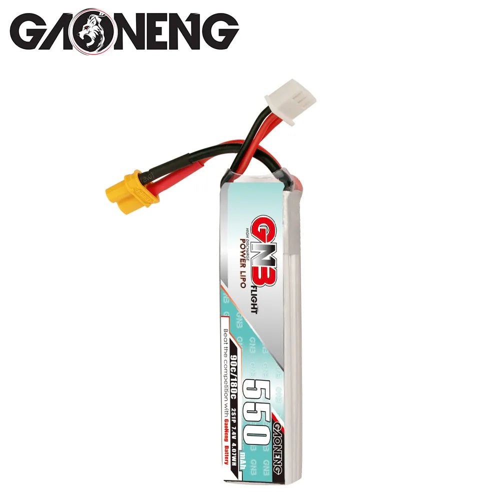 GAONENG High - Performance 7.4V 550mAh 90C XT30 2S Long - Type LiPo Battery [DG]