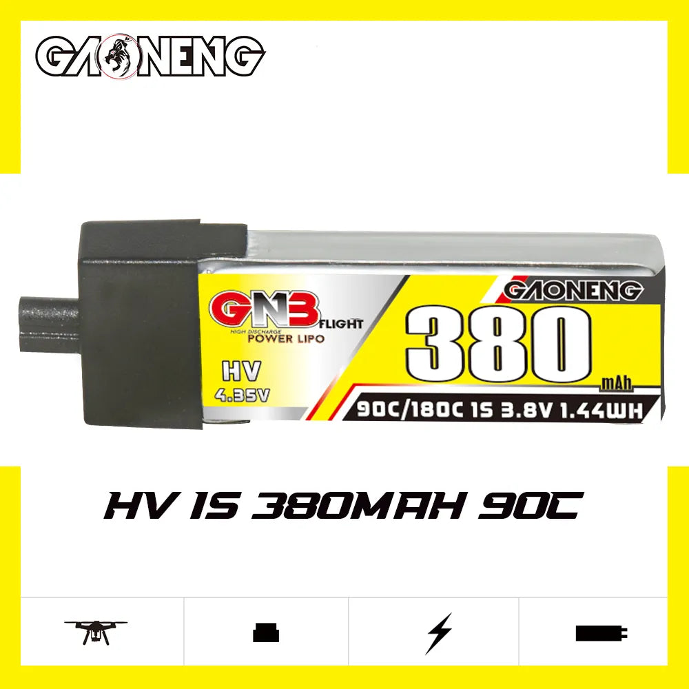 High - Performance GAONENG GNB 1S 3.8V 380mAh 90C A30 Plastic - Head LiPo Battery