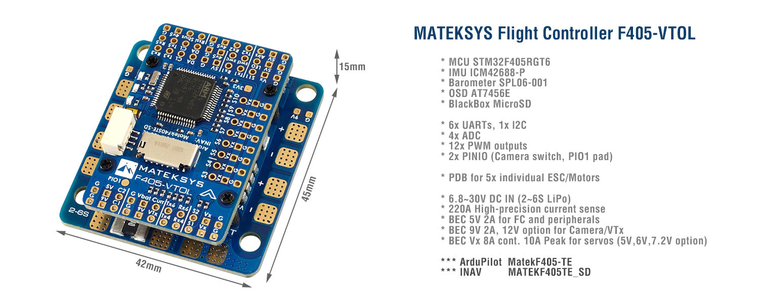 Hot Sale! Matek F405-VTOL Flight Controller with ICM42688-P