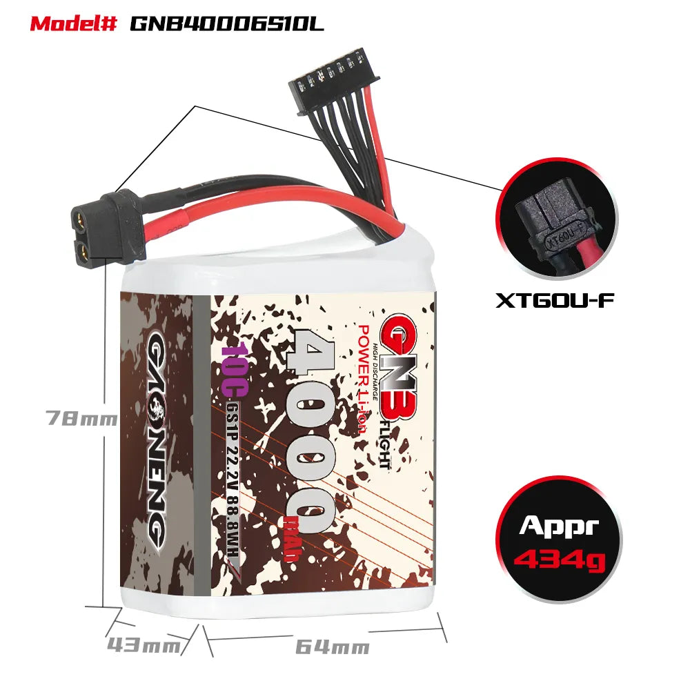 GAONENG GNB 6S 22.2V 4000mAh 10C XT60 Li-ion Battery - Great Deal!