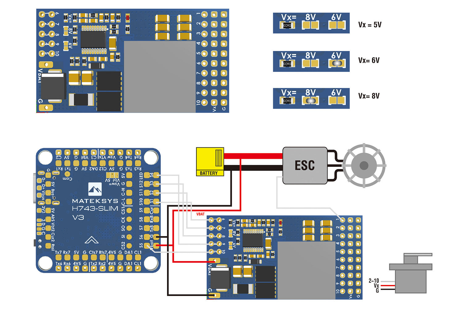 Hot Sale! Matek Servo Power Distribution Board with 12A BEC Converting 9 - 55V to 5/6/8V