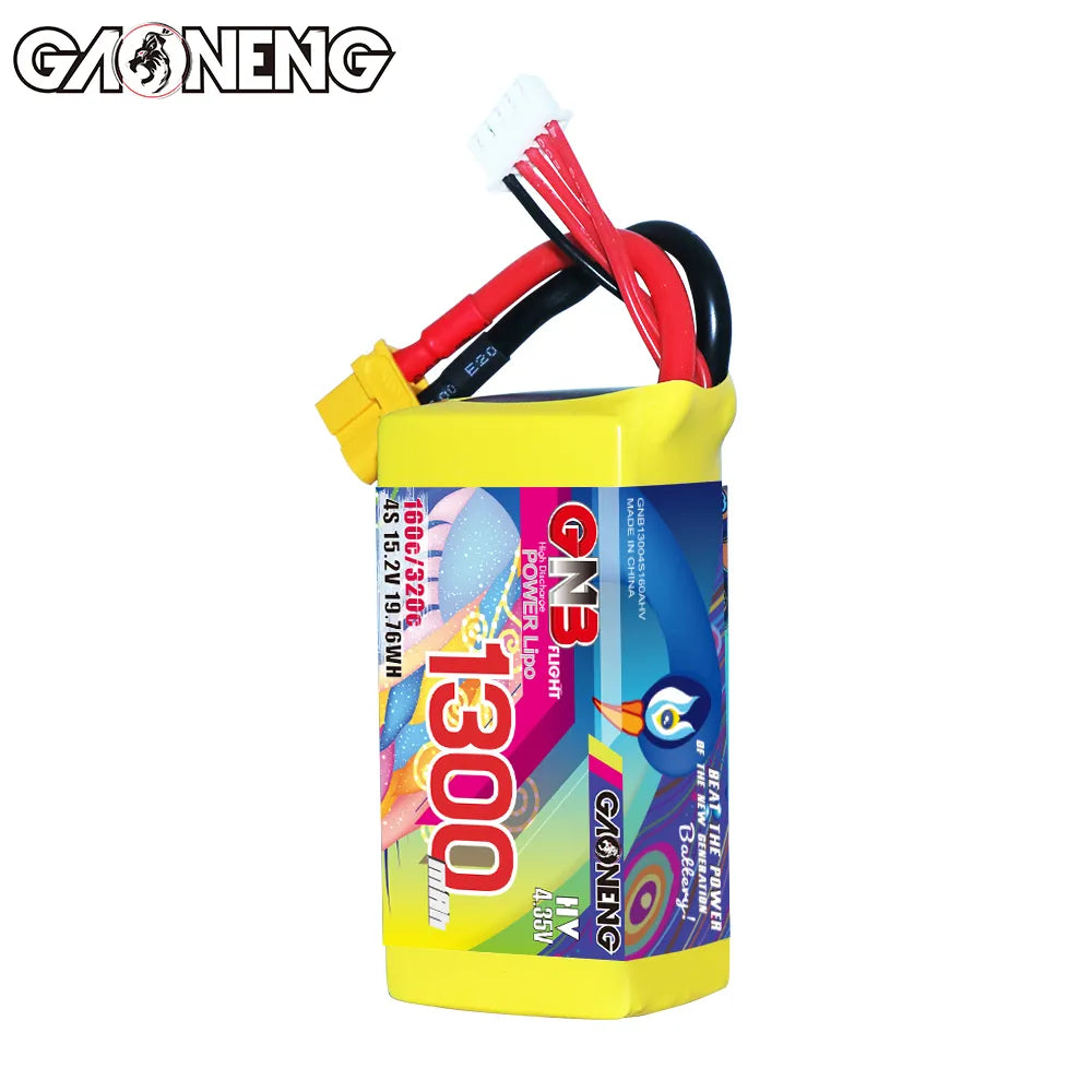 GAONENG High-Performance 4S 15.2V 1300mAh 160C XT60 LiPo Graphene Battery for FPV Drones