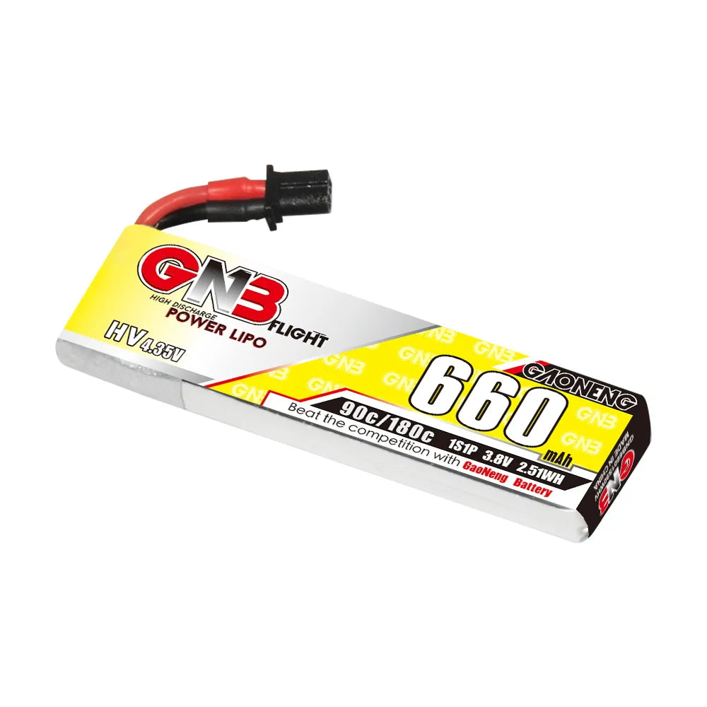 Hot Sale! GAONENG GNB 3.8V 660mAh 90C 1S LiHV A30 Cabled LiPo Battery