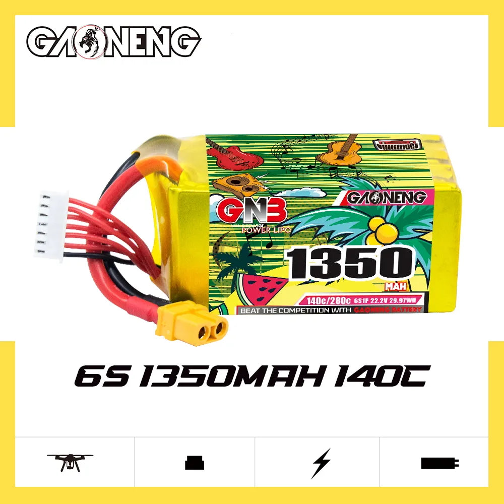 GAONENG High - Performance 6S 22.2V 1350mAh 140C XT60 LiPo Drone Battery