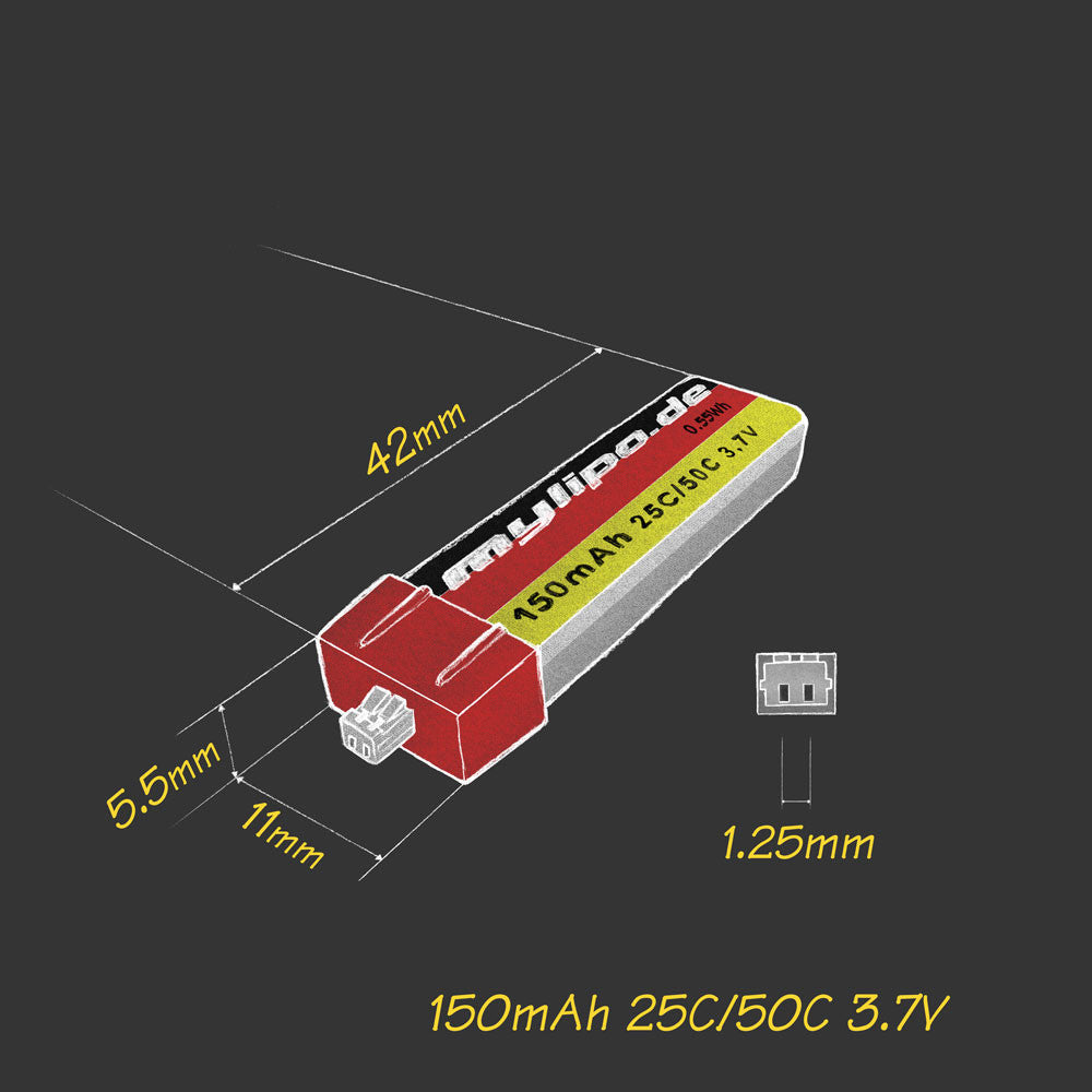 Hot Deal! mylipo 150mAh 25C 1S LiPo Battery with Micro-JST Connector (4.4g)