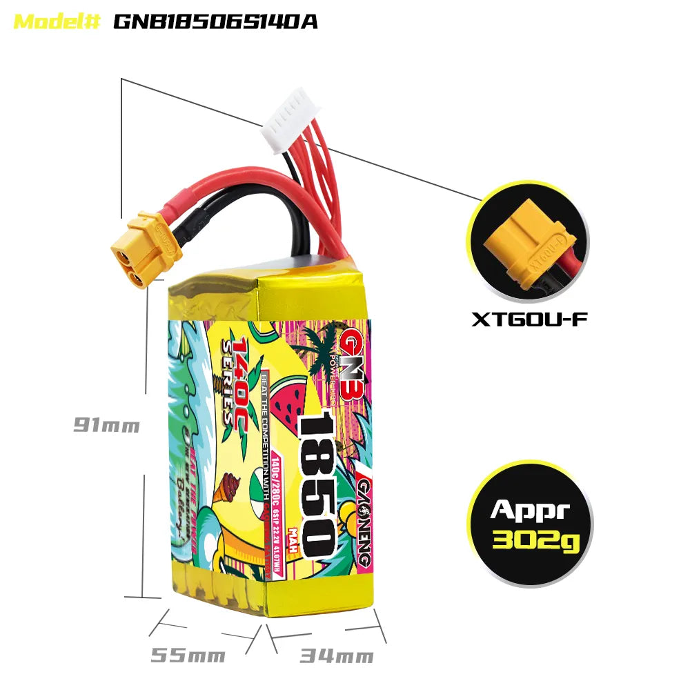 GAONENG GNB 6S 22.2V 1850mAh 140C LiPo Battery XT60 - High - Performance Offer