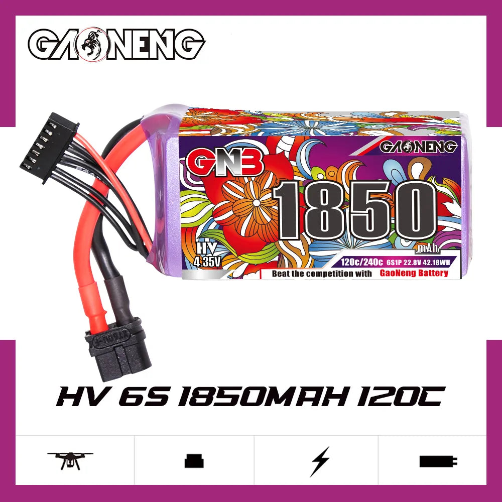 GAONENG GNB LiHV 6S 22.8V 1850mAh 120C XT60 LiPo Battery - Hot Sale!