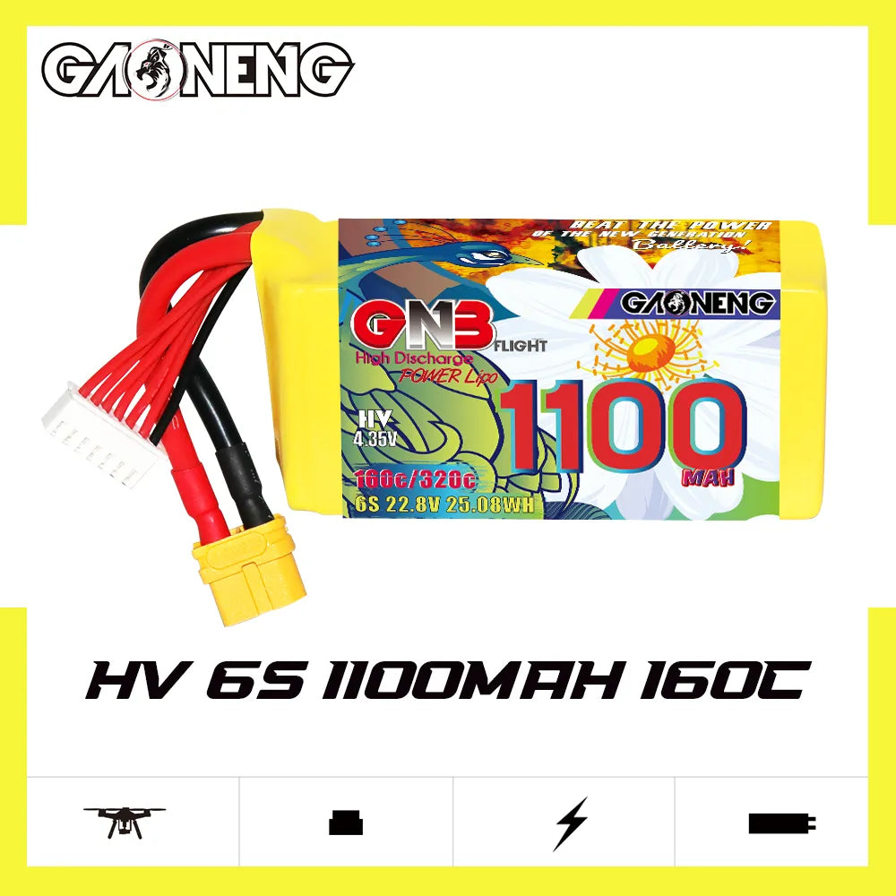 GAONENG GNB 6S 22.8V LiHV 1100mAh 160C XT60 High - Performance LiPo Battery