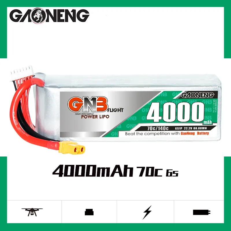 GAONENG High - Performance 6S 22.2V 4000mAh 70C LiPo Battery with XT60 Connector for RC Hobbies