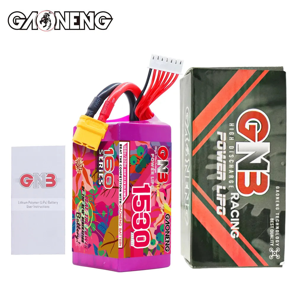GAONENG High - Performance 6S 22.2V 1530mAh 160C XT60 LiPo Graphene Battery for Drones & FPV