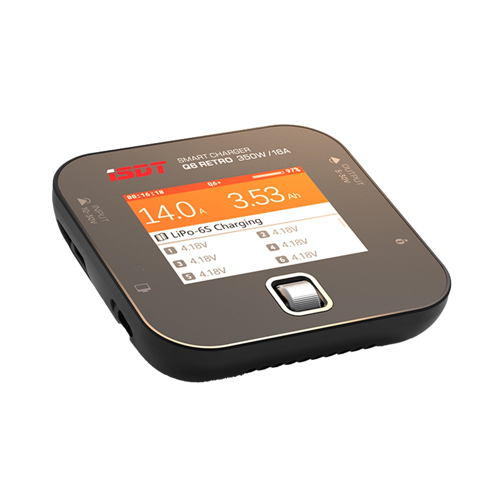 ISDT Q6 Retro: 350W 16A 1 - 6s High - performance Balance Charger (DC Input)