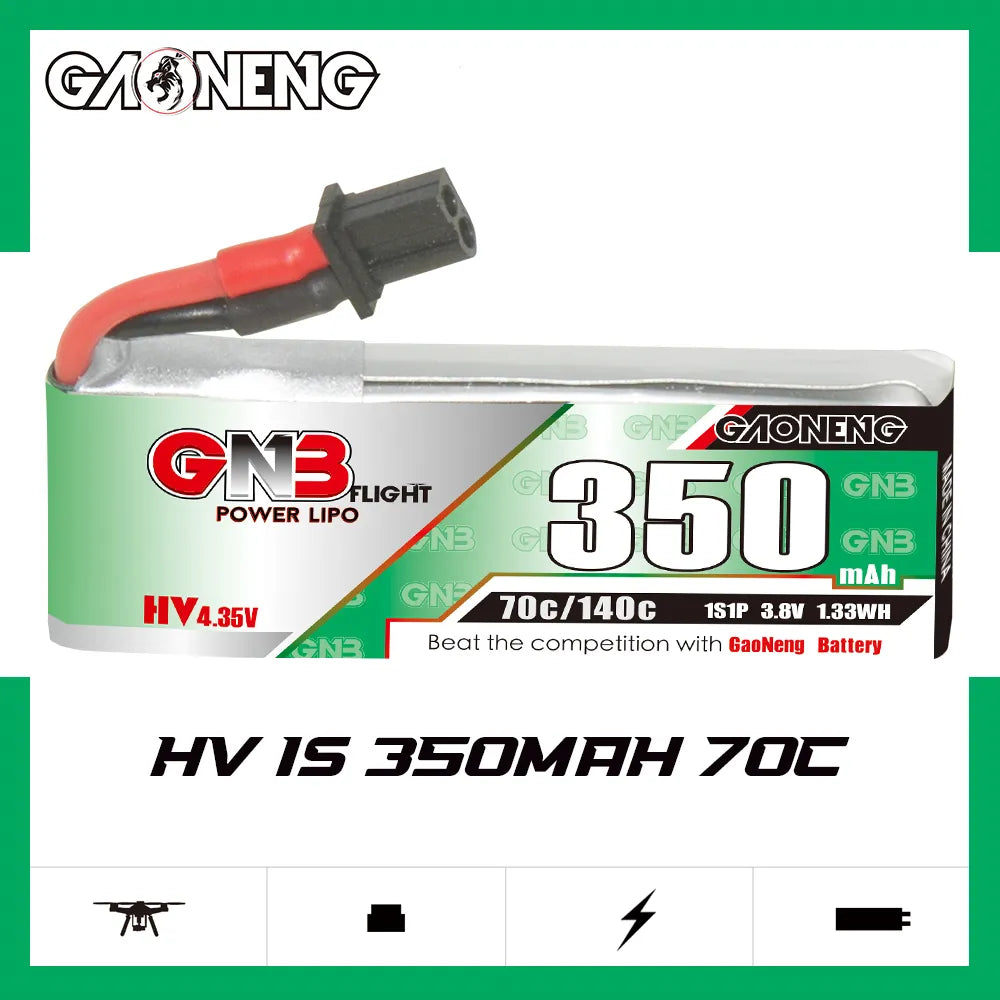 Hot Deal! GAONENG GNB 1S 3.8V 350mAh 70C A30 Cabled LiPo Battery