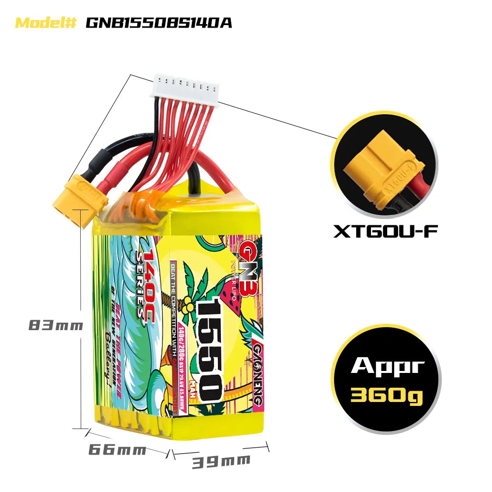 GAONENG 8S 29.6V 1550mAh 140C XT60 LiPo Battery - Hot Sale!