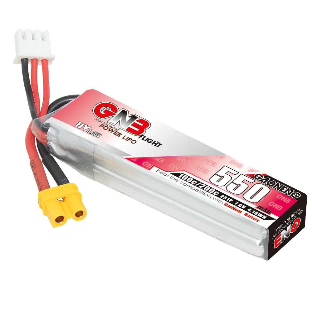 GAONENG GNB 2S 7.6V 550mAh 100C XT30 Long LiHV LiPo Battery [DG]