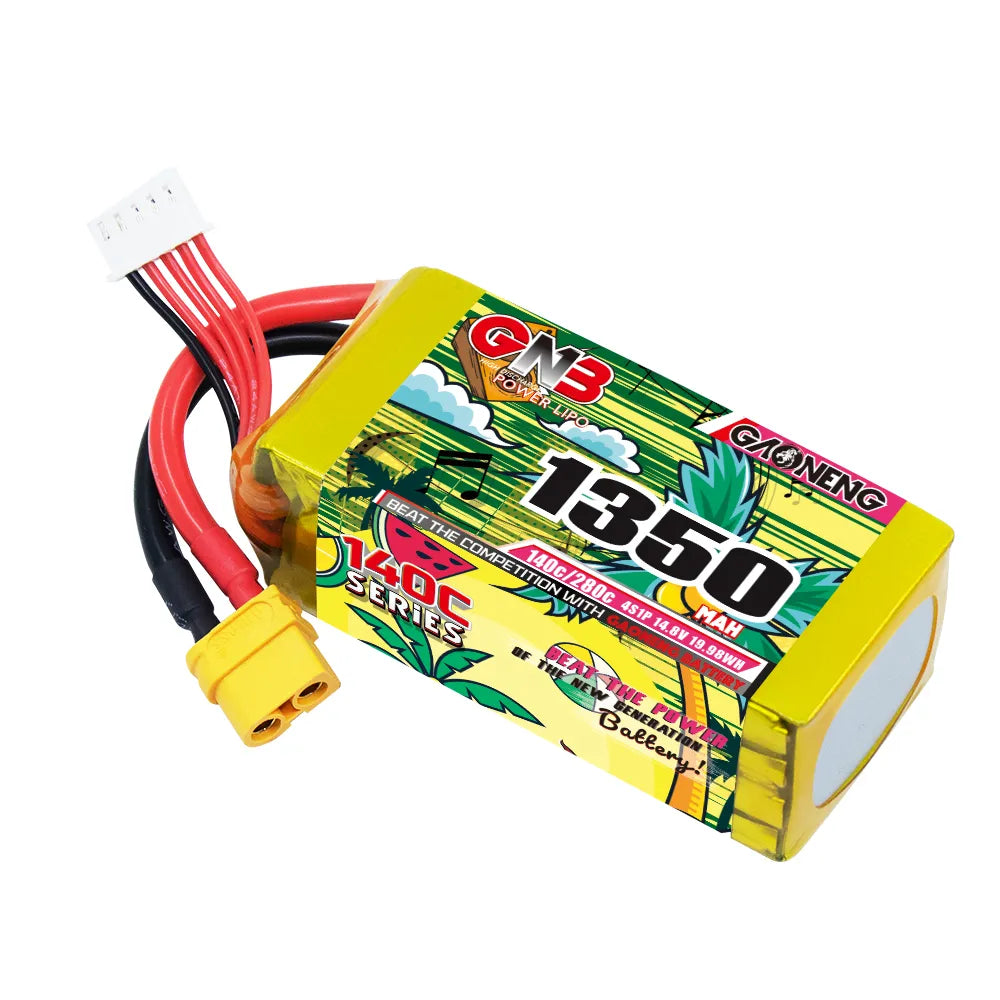 GAONENG High-Performance 14.8V 1350mAh 140C XT60 4S LiPo Battery for FPV Drones