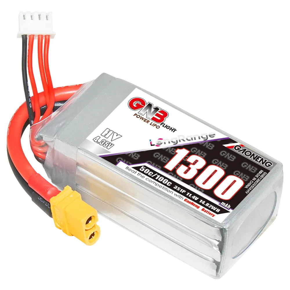 GAONENG GNB High-Voltage 3S 11.4V 1300mAh 50C LiPo Battery with XT60 Connector