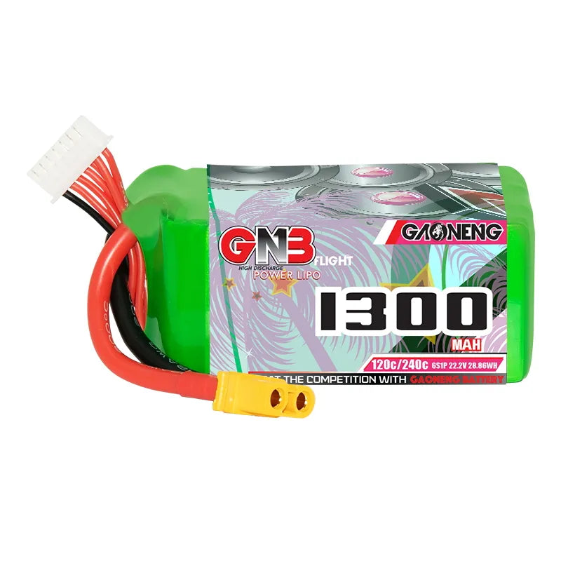 GAONENG GNB 6S 22.2V 1300mAh 120C XT60 LiPo Battery - High - Performance for FPV