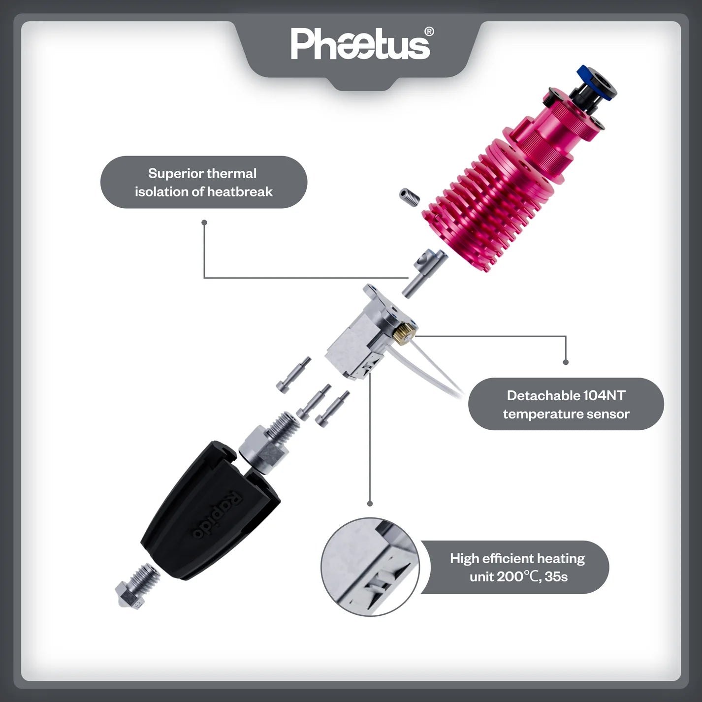 Hot Deal: Phaetus Rapido Hotend 2 with 280 Degree Heater Core for 3D Printing