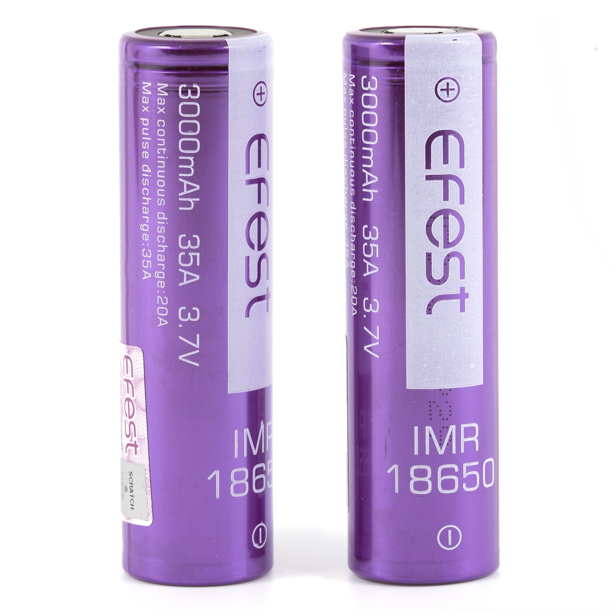 Efest 18650 Lithium Li - Ion Rechargeable Battery (2pc): 3000mAh, 20A/35A - Great Value Pack