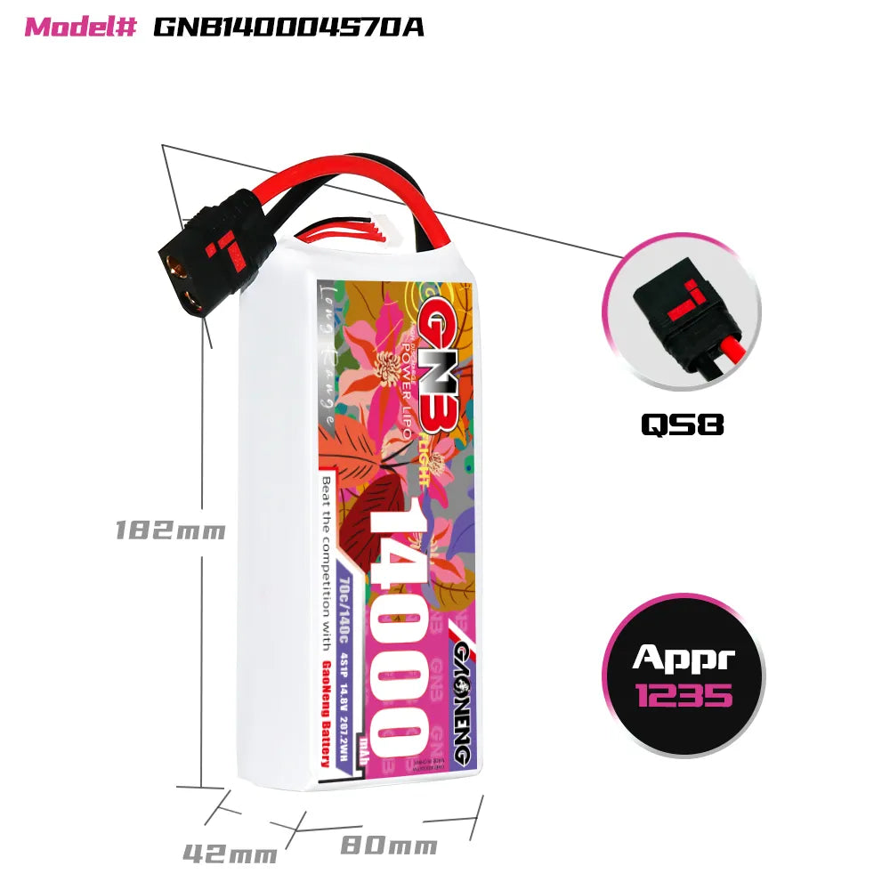 GAONENG High - Performance 14.8V 14000mAh 70C RC LiPo Battery QS8 [DG] - Ideal Choice