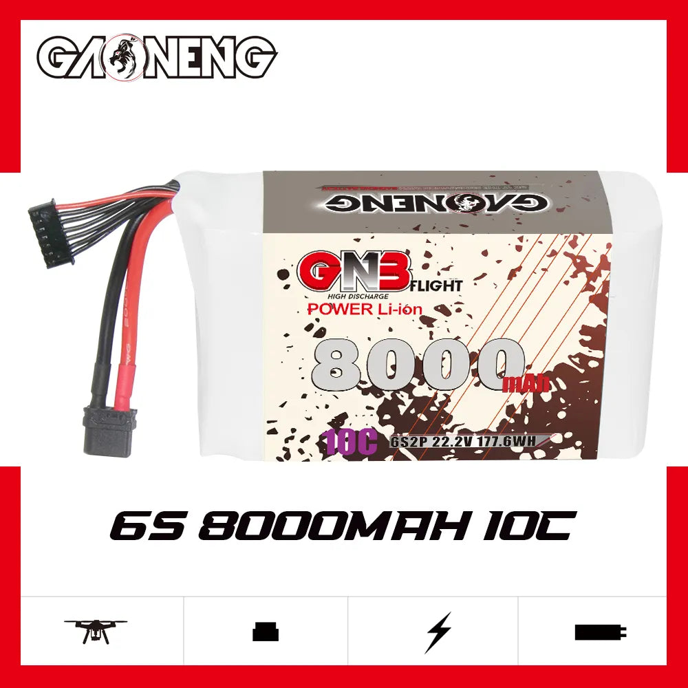 Hot Sale GAONENG GNB 6S 22.2V 8000mAh 10C XT60 Lithium-ion Battery for FPV & Drones