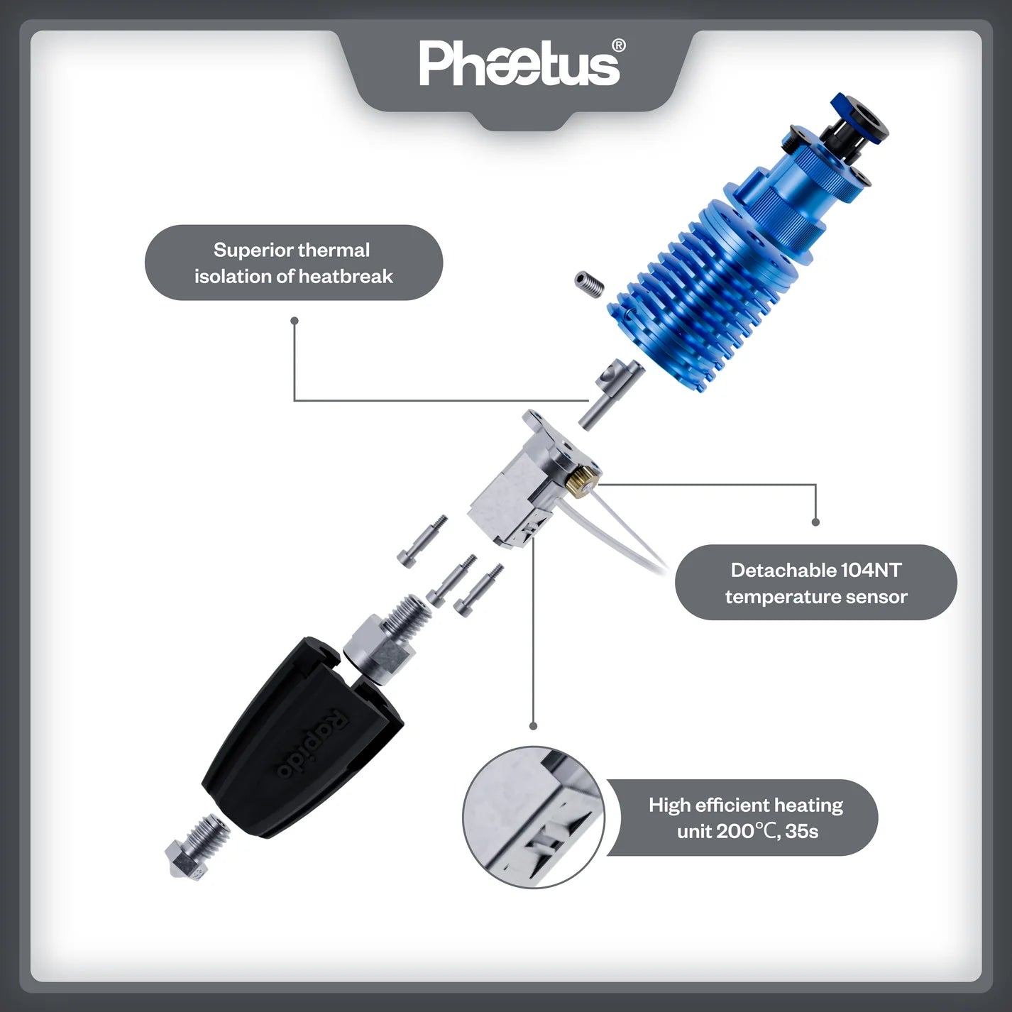Hot Deal: Phaetus Rapido Hotend 2 with 280 Degree Heater Core for 3D Printing