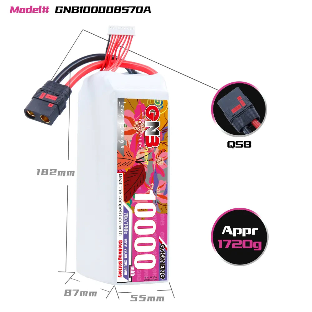 GAONENG RC LiPo Battery - 29.6V 10000mAh 70C QS8, Hot Deal!