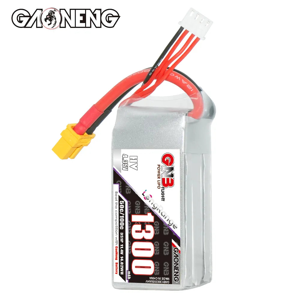 GAONENG GNB High-Voltage 3S 11.4V 1300mAh 50C LiPo Battery with XT60 Connector