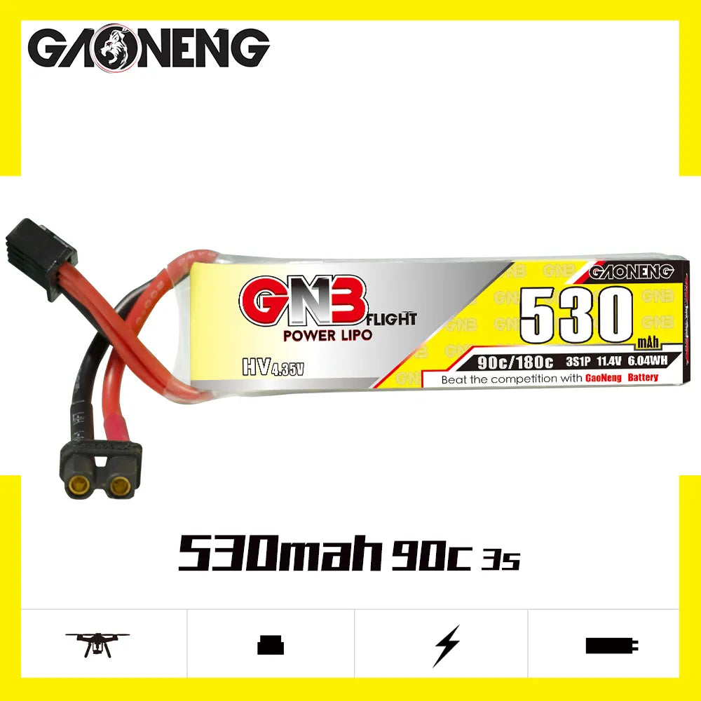 Hot Sale! GAONENG GNB 3S 11.4V 530mAh 90C XT30 High - Performance LiPo Battery