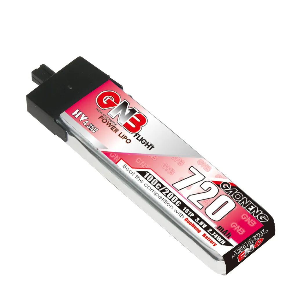 GAONENG GNB High-Voltage 1S 3.8V 720mAh 100C A30 Plastic Head LiPo Battery - Ideal for FPV Drones